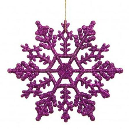 VICKERMAN 8 in. Purple Glitter Snowflake 12-Pvc Box M101606